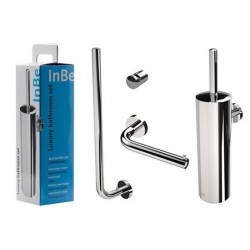 clou InBe set d'acessoires comportant porte-balai, porte-rouleau, porte-rouleau de réserve et patère, chrome. Par boîte
