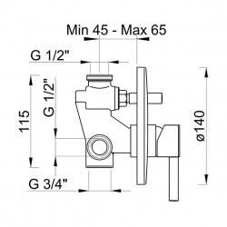 PONSI ECOSTYLE mitigeur de douche à encastrer avec inverseur: BTESTCDO02
