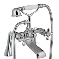 PONSI Viareggio Melangeur baignoire à monter sur le bain avec douchette à main et flexible Nickel natural: BTVIABVA05