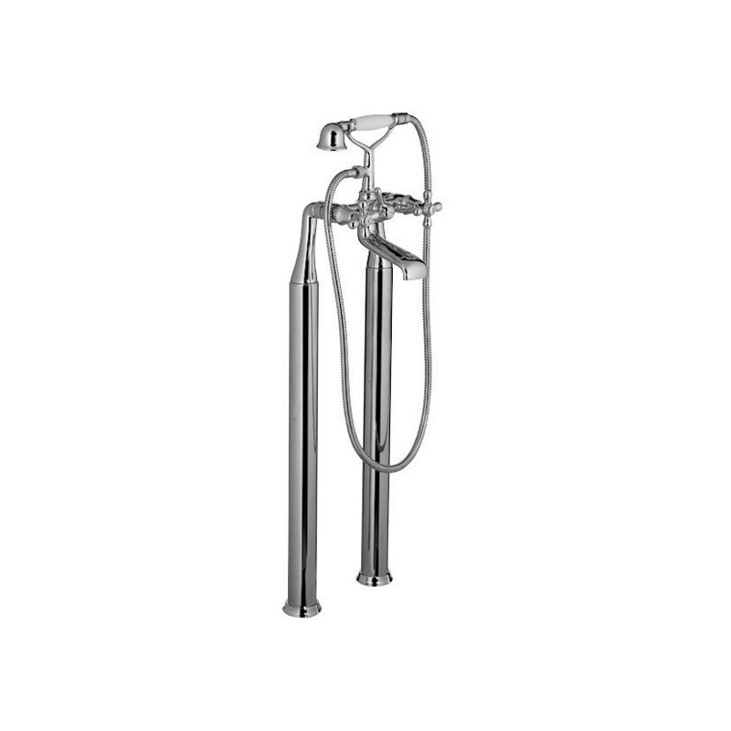 PONSI Viareggio melangeur baignoire sur pied avec douchette et flexible nickel brillante: BTVIAIVA04