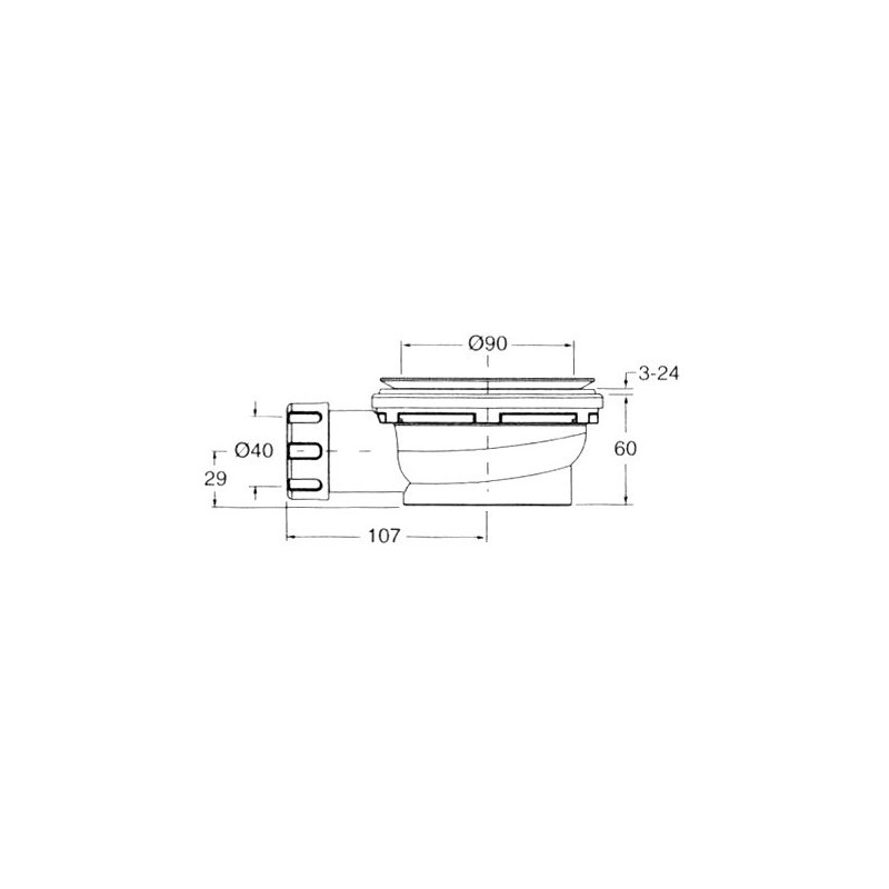 PONSI Siphon de 90 mm 60 mm de hauteur pour receveur de douche: BRPIL3