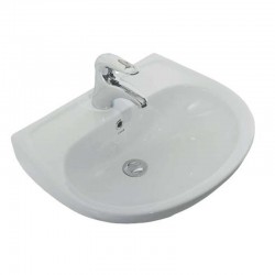 sedef lavabo ceramique blanc trou robinet 60x45cm