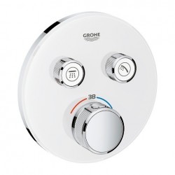 Grohe SmartControl thermostat encastré, 2 sorties, rond, verre Moon White: 29151LS0