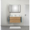 Pelipal Valencia Lavabo en céramique avec meuble (2 tiroirs) + Miroir avec éclairage LED - Riviera chêne