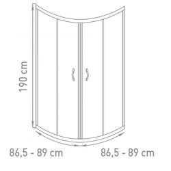 Banio-Belu quart de rond accès d'angle avec portes coulissantes 80x80x190cm | Banio