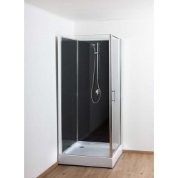Cabine de douche Design-Ana 90x90x205 cm Droite Noir et chromé - Banio