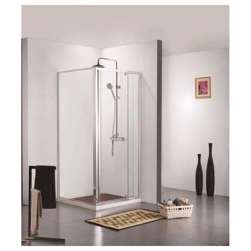 Porte de douche avec paroi de douche Banio-Urian Chromé - 120x90 cm