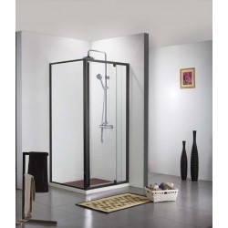 Porte de douche avec paroi de douche Banio-Urian Noir - 140x90 cm