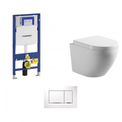 Geberit Pack wc suspendu blanc avec Geberit Duofix Sigma et plaque de commande blanc Complet