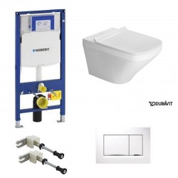 Geberit Duravit durastyle rimless et durafix pack WC suspendue avec set de fixation - Plaque de commande Blanc