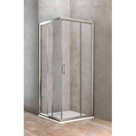 Eigenwijs Implicaties Bij elkaar passen Ponsi Paroi de douche carré avec porte coulissante 80x80 cm - Banio