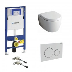 Geberit Sigma Systemfix Pack wc suspendu Keramag Icon touche blanche | Banio