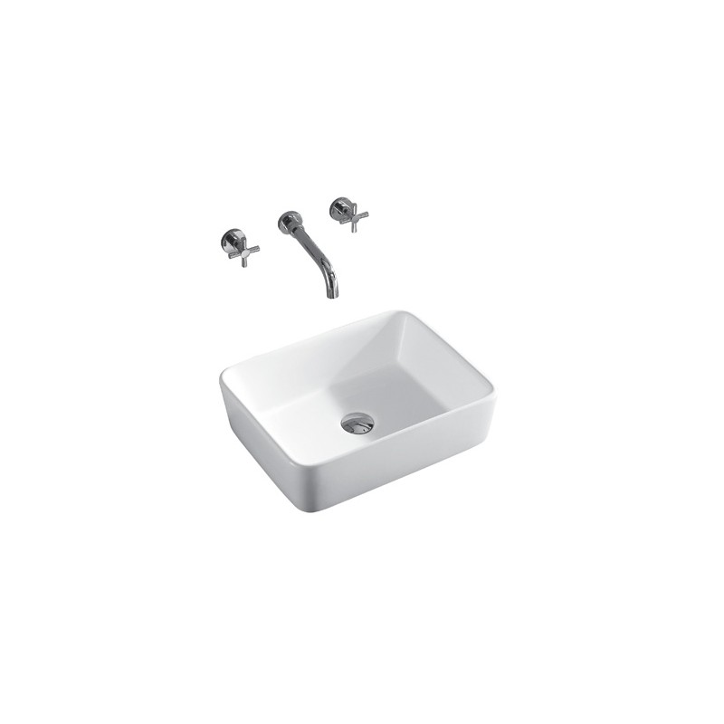 Vasque à poser rectangulaire 48x37x13 cm - Blanc | Banio Salle de bain