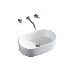 Vasque à poser rectangulaire/ovale  55x36x14 cm - Blanc | Banio Salle de bain