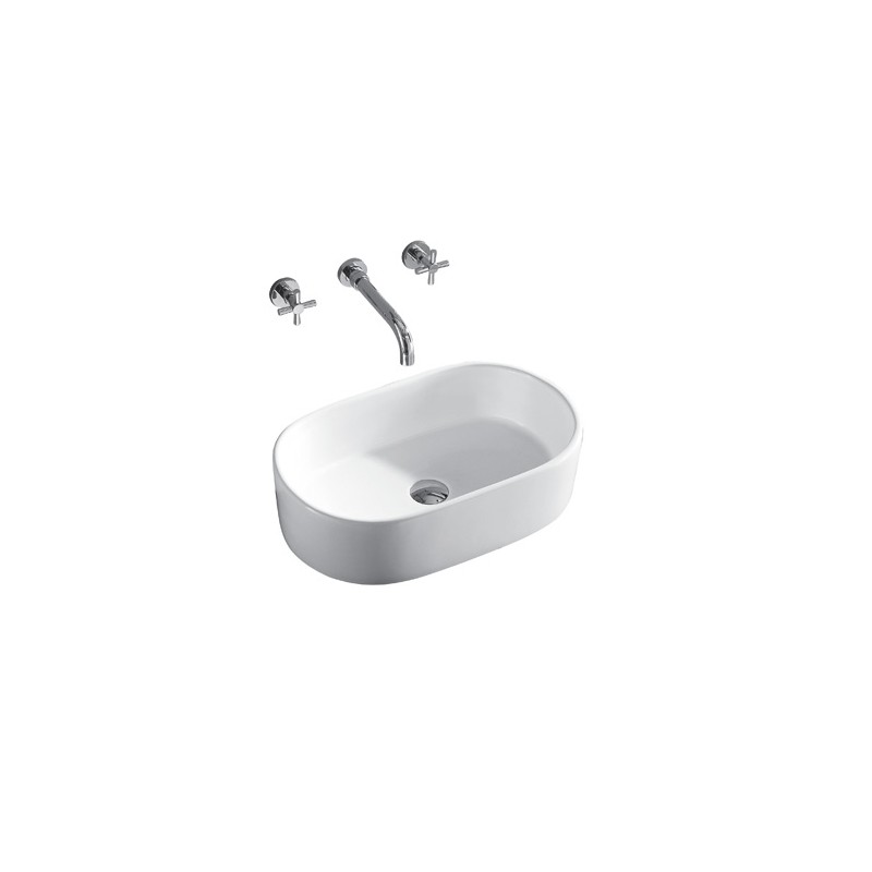 Vasque à poser rectangulaire/ovale  55x36x14 cm - Blanc | Banio Salle de bain