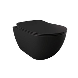 Banio Design WC suspendu avec abattant slim soft-close - Noir mat