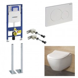 Geberit Pack toilette suspendue systemfix avec touche blanche sigma01 | Banio
