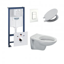 Pack wc suspendu ideal standard avec touche blanche et abattant soft close (Amortisseur)
