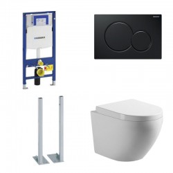 Geberit autoportant Pack wc suspendu blanc avec Geberit Duofix Sigma et touche noir Sigma01 Complet