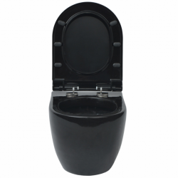 Geberit autoportant Pack WC suspendu Banio-Gary Noir brillant Compact duofix set de fixation et abattant soft-close complet