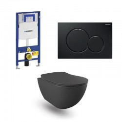 Geberit Duofix pack WC cuvette suspendu design rimless anthracite mat et touche noir complet