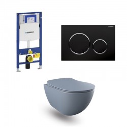 Geberit Duofix pack WC cuvette suspendu design rimless basalt mat et touche noir brillant complet