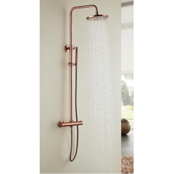 Banio Cuivre douche pluie complète en saillie 20 cm avec robinet thermostatique cuivre brossé