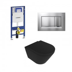 Geberit Duofix Pack WC avec cuvette suspendu rimless design noir mat et touche chrome mat