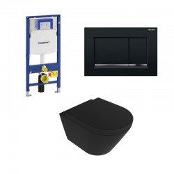Geberit Duofix Pack WC avec cuvette suspendu rimless design noir mat et touche noir brillant