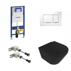 Geberit Duofix Pack WC avec cuvette suspendu rimless design noir mat et touche blanche