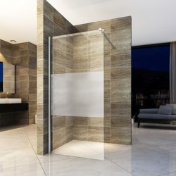 Banio paroi de douche avec verre securit 8mm 100x200cm - verre avec bande mat