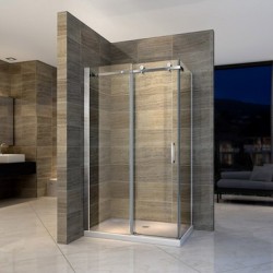 Banio paroi de douche et porte de douche coulissante avec verre securit 8mm 90x120x195cm - chrome