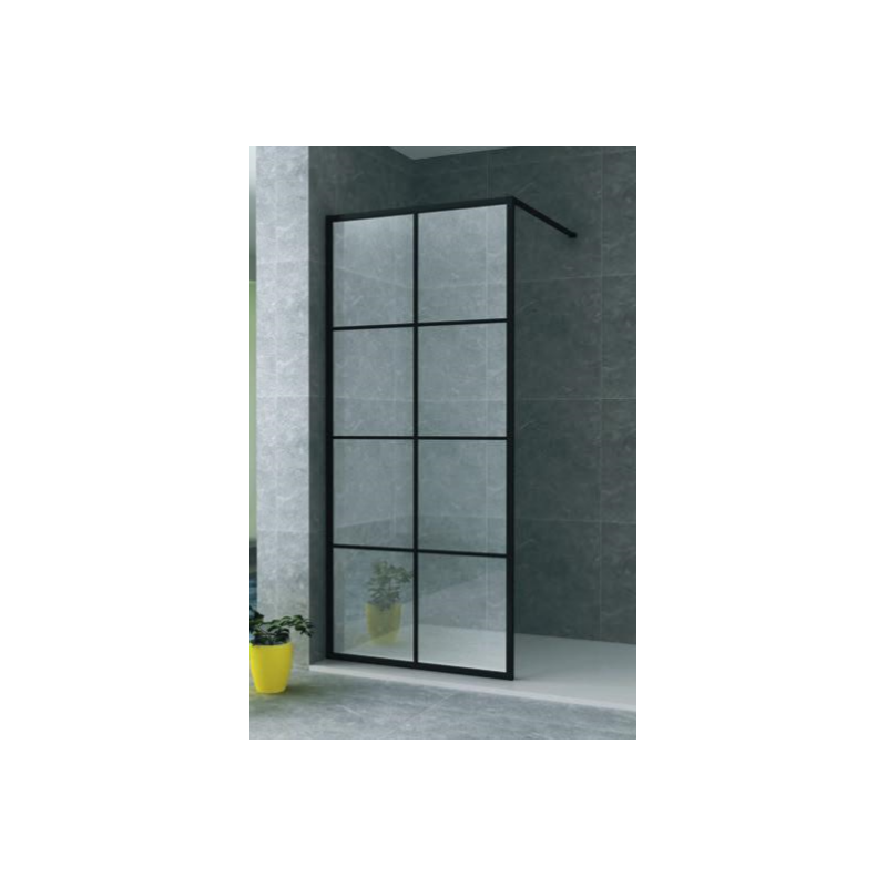 Banio paroi de douche italiénne profilé noir mat raster 1000x2000x8mm verre securit et anticalcaire style moderne