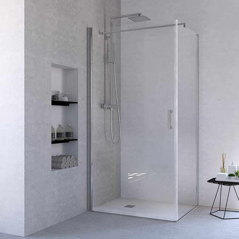 Ponsi porte de douche pivotante avec verre securit 6mm 69-72x195cm - chrome
