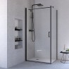 Ponsi paroi de douche et porte de douche pivotante avec verre securit 6mm 89-92x86,5-88x195cm - noir mat