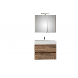 Pelipal meuble de salle de bain avec armoire miroir Bali80 - chêne foncé