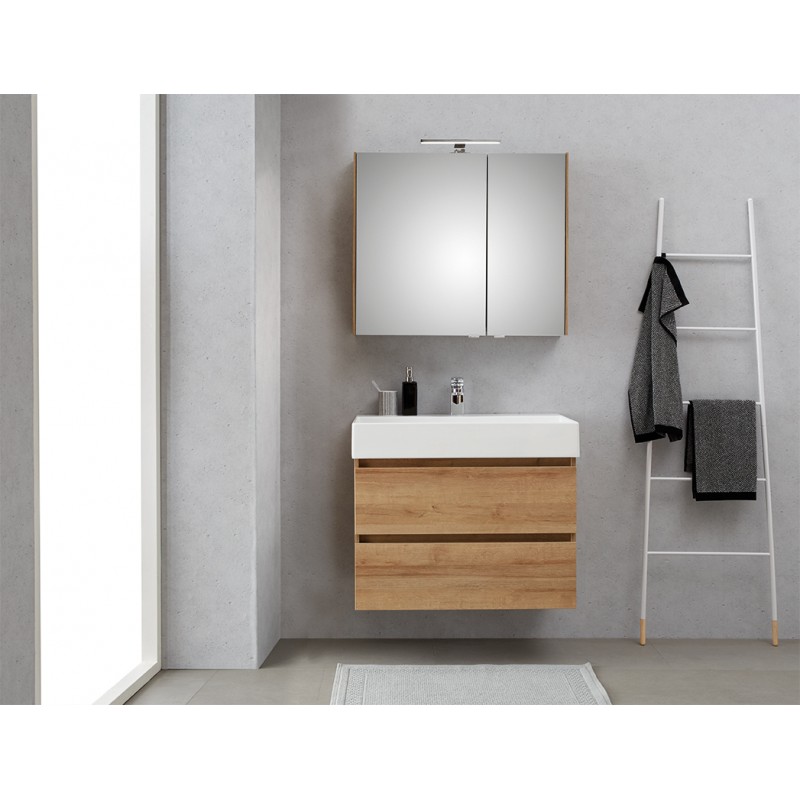 Pelipal meuble de salle de bain avec armoire miroir Bali80 - chêne clair