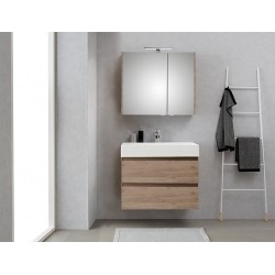 Pelipal meuble de salle de bain avec armoire miroir Bali80 - chêne terra