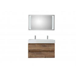Pelipal meuble de salle de bain avec miroir de luxe Bali100 - chêne foncé