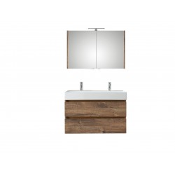 Pelipal meuble de salle de bain avec armoire miroire Bali100 - chêne foncé
