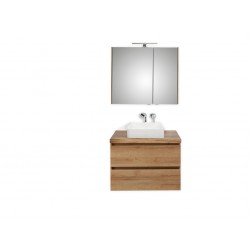Pelipal meuble de salle de bain avec armoire miroir et vasque à poser BaliHPL80 - chêne clair