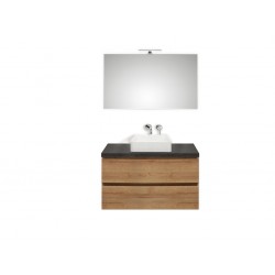 Pelipal meuble de salle de bain avec miroir et vasque à poser BaliHPL100 - chêne clair/ardoise noire