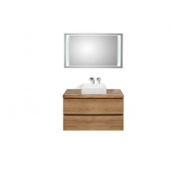 Pelipal meuble de salle de bain avec miroir de luxe et vasque à poser BaliHPL100 - chêne clair