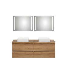 Pelipal meuble de salle de bain avec miroir de luxe et vasque à poser BaliHPL159 - chêne clair