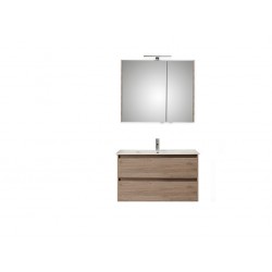 Pelipal meuble de salle de bain avec armoire miroir Calypsos90 - chêne terra