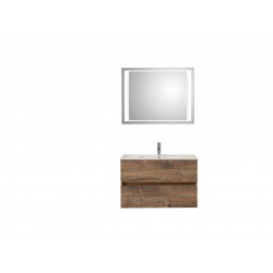 Pelipal meuble de salle de bain avec miroir de luxe Cento90 - chêne foncé