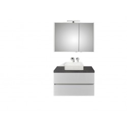 Pelipal meuble de salle de bain avec armoire miroir et vasque à poser Cento90 - blanc/gris foncé