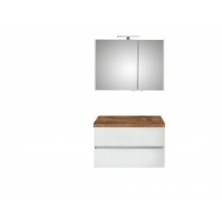 Pelipal meuble de salle de bain avec armoire miroir et sans vasque Cento90 - blanc/chêne foncé