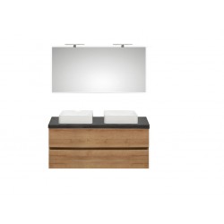 Pelipal meuble de salle de bain avec miroir et vasque à poser Cento120 - chêne clair/ardoise noire
