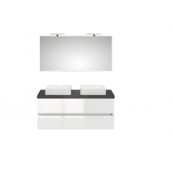 Pelipal meuble de salle de bain avec miroir et vasque à poser Cento120 - blanc/gris foncé